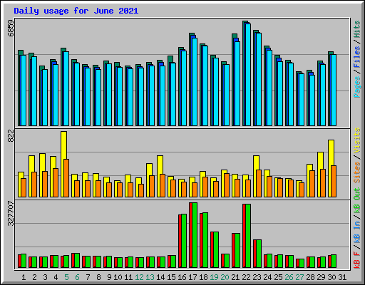 Daily usage for June 2021