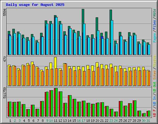 Daily usage for August 2025